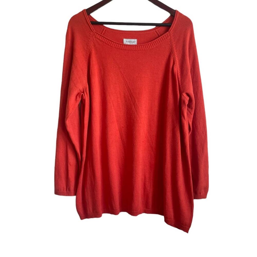 Avenue Top Women Plus 18/20 Orange Crew Neck Long Sleeve Knit Pullover Cotton‎
